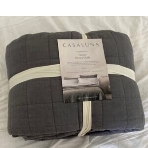 New Heavyweight Linen blend quilt by Casaluna. Dark gray color.